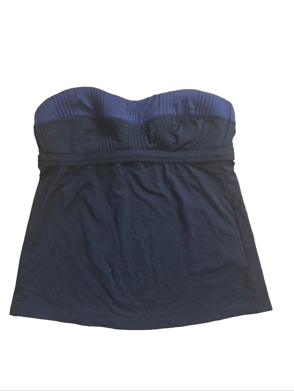 Athleta Shirrendipity Bandeau Navy and Black Tankini Swim Top Women's Small